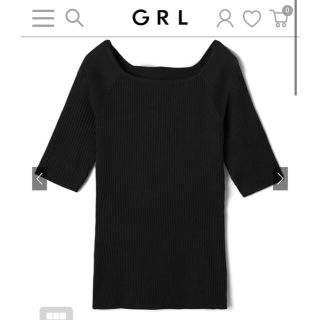 グレイル(GRL)のGRL  新品  ボートネックリブニットトップス[rut461]  Mサイズ(カットソー(半袖/袖なし))