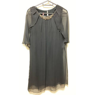 ストロベリーフィールズ(STRAWBERRY-FIELDS)のストロベリーフィールズ  ドレス ワンピース ビジュー ブラック 黒(ミディアムドレス)