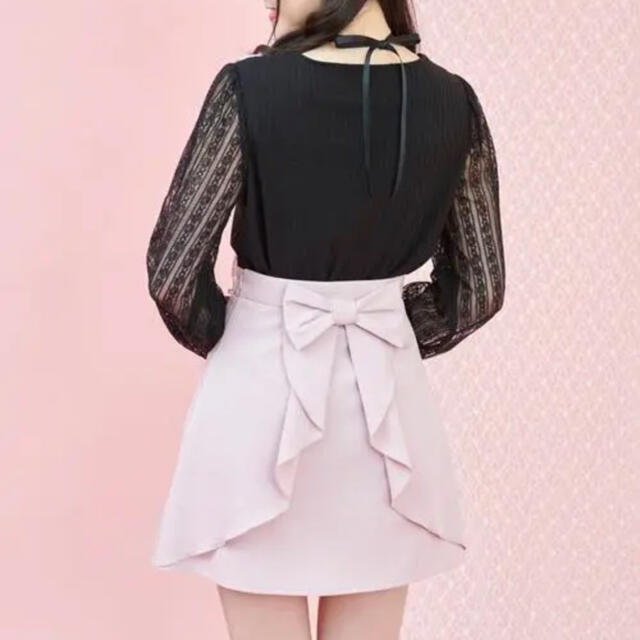 Secret Honey(シークレットハニー)のバックラッフルリボン台形スカート レディースのスカート(ミニスカート)の商品写真