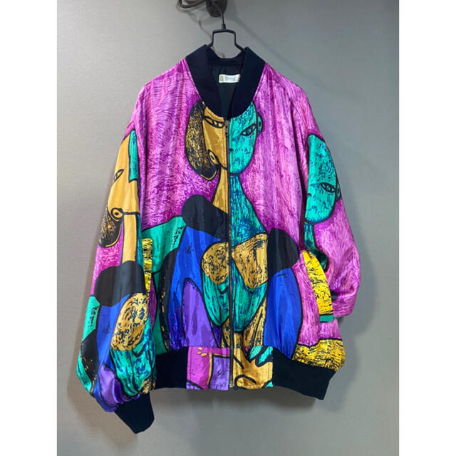 ビンテージ 80s ピカソ 芸術 ナイロン ジャケット 美品 アートLLYIVINTAGE