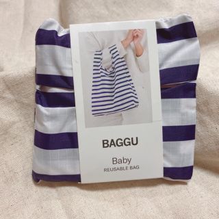 BAGGU エコバッグ　NV×WHボーダー(エコバッグ)