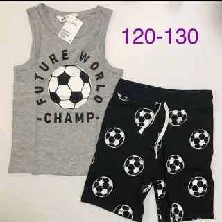 エイチアンドエム(H&M)の新品✨120 サッカー柄♡セットアップH&M(Tシャツ/カットソー)