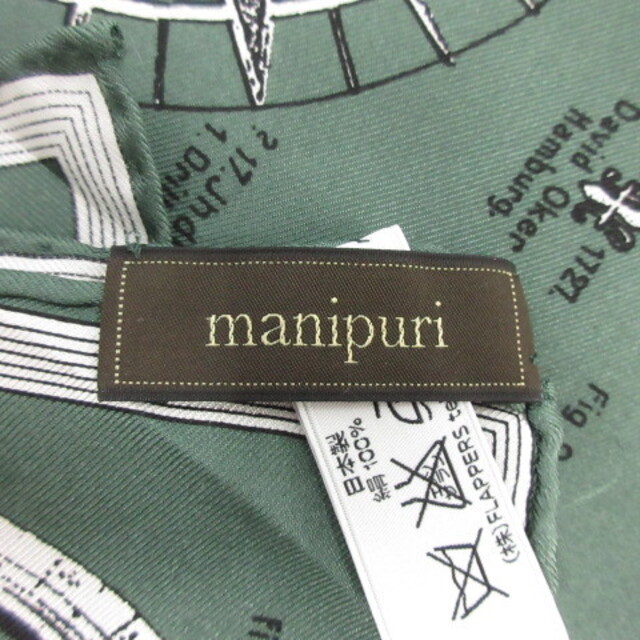 other(アザー)のマニプリ manipuri スカーフ 総柄 シルク 緑 グリーン 白 黒 レディースのファッション小物(バンダナ/スカーフ)の商品写真