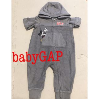 ベビーギャップ(babyGAP)の[babyGAP]カバーオール　ミッキーロンパース　パーカーロンパース(ロンパース)