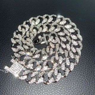 舐達麻着用18k gp czダイヤ マイアミチェーン ネックレス シルバーの