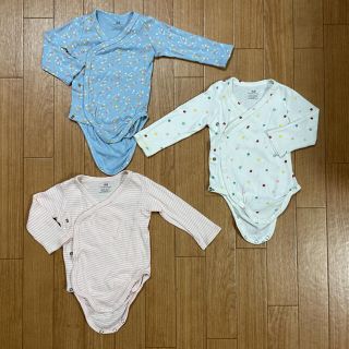 エイチアンドエム(H&M)の長袖肌着 ロンパース ボディスーツ 3枚セット 60-70cm(肌着/下着)