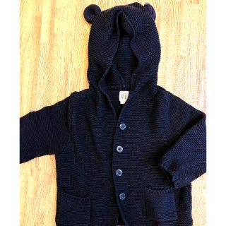 ベビーギャップ(babyGAP)のギャップ　くまみみカーディガン　紺　80サイズ(カーディガン/ボレロ)