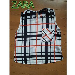 ザラ(ZARA)のZARA　チェック柄ノースリーブブラウス(シャツ/ブラウス(半袖/袖なし))