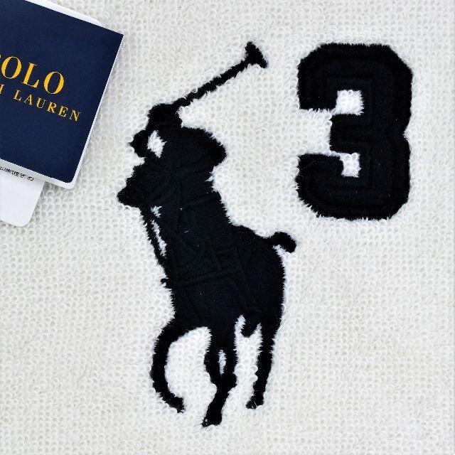 POLO RALPH LAUREN(ポロラルフローレン)の正規品ラルフローレン【パイルハンカチ★ビックポニー】25㎝未使用1,700円白 レディースのファッション小物(ハンカチ)の商品写真