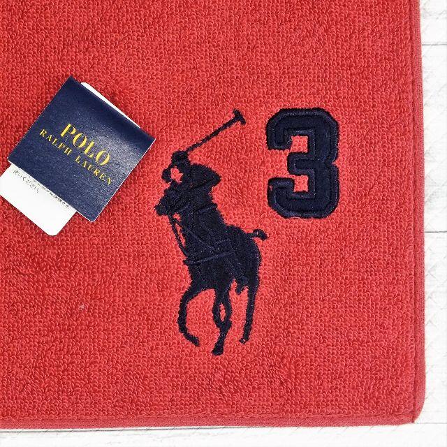 POLO RALPH LAUREN(ポロラルフローレン)の正規品ラルフローレン【パイルハンカチ★ビックポニー】25㎝新使用1,700円赤 レディースのファッション小物(ハンカチ)の商品写真