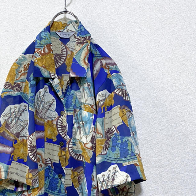 90s ER レディース レトロ 総柄 開襟 半袖 柄シャツ 総柄シャツ 3