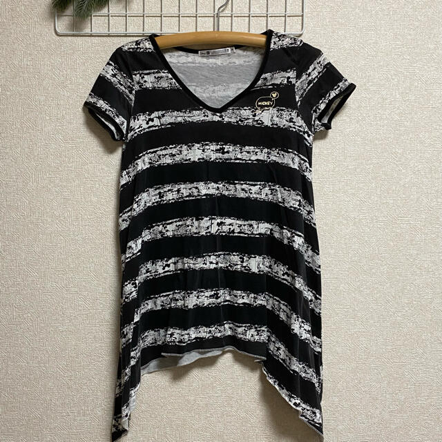 UNIQLO(ユニクロ)のミッキー 変形チュニック Tシャツ M ボーダー レディースのトップス(チュニック)の商品写真