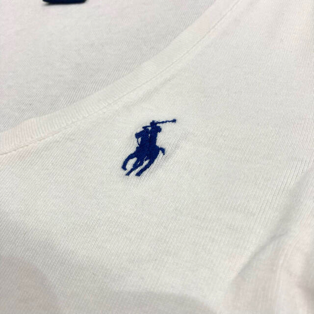 Ralph Lauren(ラルフローレン)の❁RalphLauren SPORT  Vネック Tシャツ ホワイト❁ レディースのトップス(Tシャツ(半袖/袖なし))の商品写真