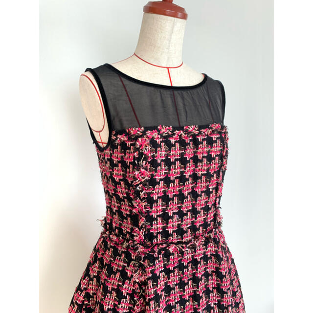 良品】kate spade リップ柄シフォンワンピース ネイビー S フレア 安い