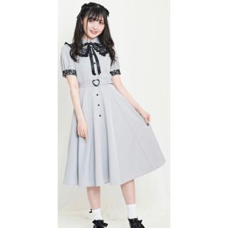 シークレットハニー(Secret Honey)のさな様専用★シークレットハニー★ハートバックルバイカラー★半袖ワンピース★グレー(ひざ丈ワンピース)