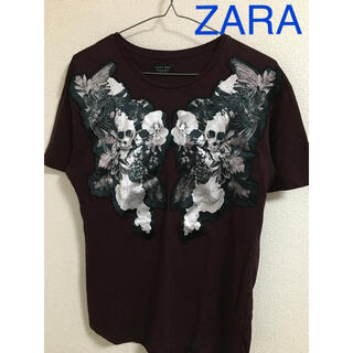 ザラ(ZARA)のZARA スカル　ボタニカル柄　Tシャツ(Tシャツ/カットソー(半袖/袖なし))