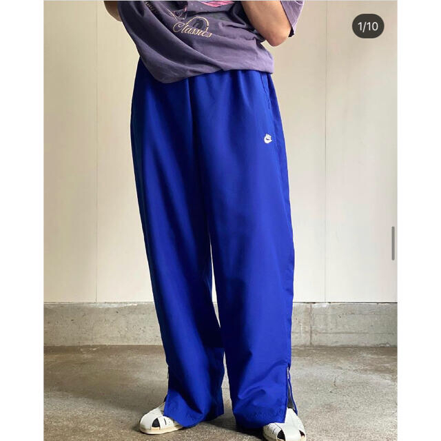 90's NIKE Zip Up Side Slit Pants BLUE