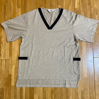 サンシー(SUNSEA)のSUNSEA V-NECK T サイズ2 リネンベージュ/ブラック(Tシャツ/カットソー(半袖/袖なし))