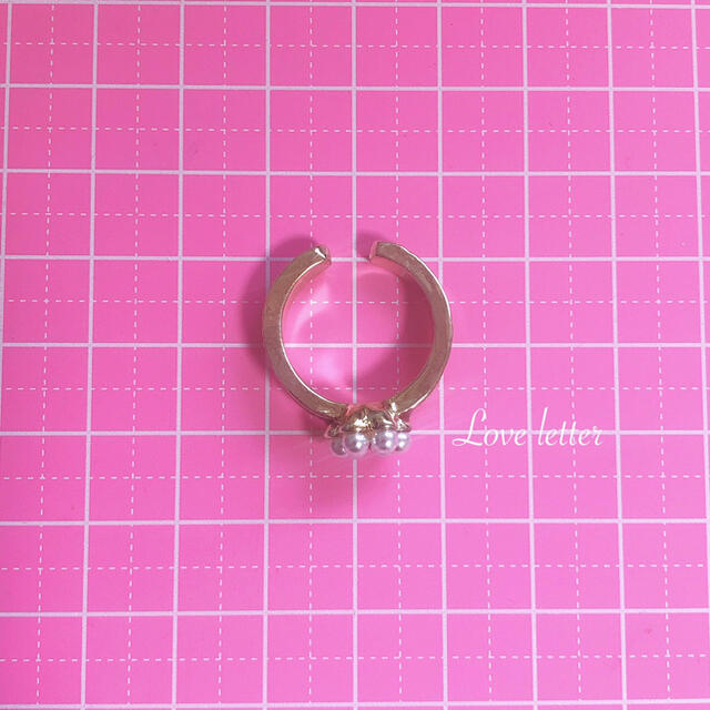 No.805 パールフラワーリングカフ 指輪 韓国 花 量産型 KPOP レディースのアクセサリー(リング(指輪))の商品写真