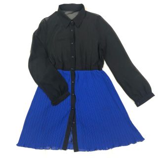 コムデギャルソン(COMME des GARCONS)のバイカラー　プリーツワンピース(ひざ丈ワンピース)