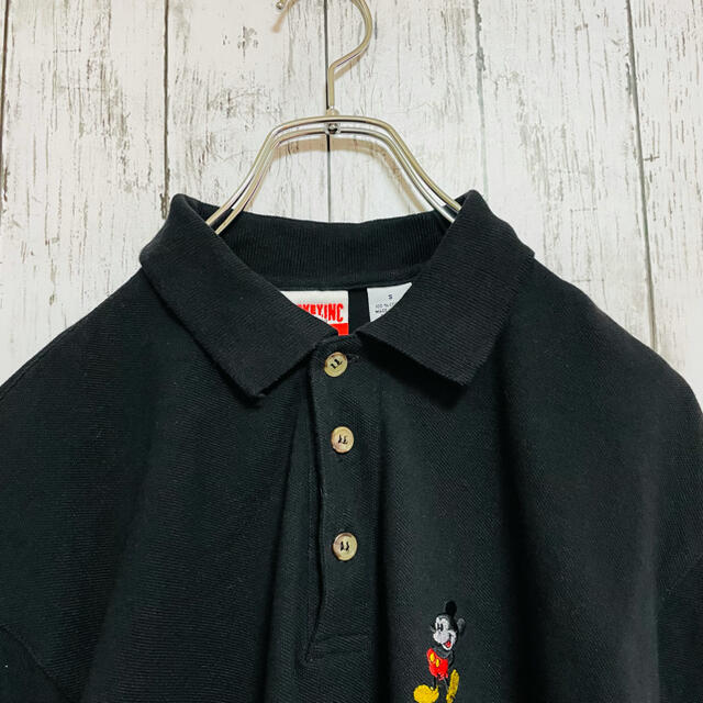USA製 90s ディズニー⭐︎ミッキー ポロシャツ 半袖 刺繍ロゴ 黒