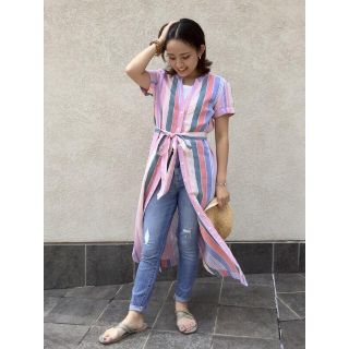 ギャップ(GAP)の【専用】GAP リネンコットン シャツワンピース マルチカラー ストライプ 4 (ロングワンピース/マキシワンピース)