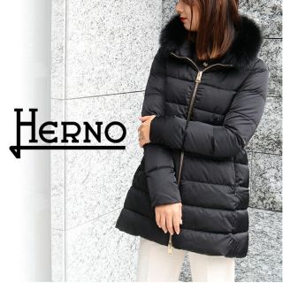 HERNO - ヘルノ HERNO 異素材ミックス ウール切替ダウンコート 黒 新品 40サイズの通販 by LEON＠Rakuma｜ヘルノならラクマ