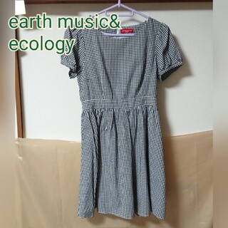 アースミュージックアンドエコロジー(earth music & ecology)のearth music&ecology ギンガムチェック ワンピース  黒(ミニワンピース)