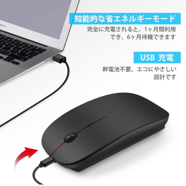 ワイヤレスマウス 超薄型 静音 無線 マウス 省エネルギー 2.4GHzホワイト スマホ/家電/カメラのPC/タブレット(PC周辺機器)の商品写真