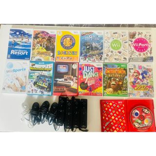 ウィー(Wii)のWiiソフト12本とu1本コントローラーヌンチャク4個セット(家庭用ゲームソフト)
