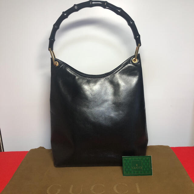 Gucci(グッチ)の【一点物】☆OLD GUCCI  バンブーハンドバッグ バッグ ブラックレザー レディースのバッグ(トートバッグ)の商品写真