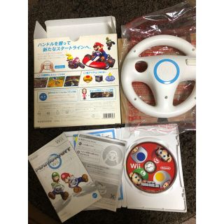 ウィー(Wii)のwii  マリオカート　ハンドル New スーパーマリオブラザーズ　2点セット(家庭用ゲームソフト)