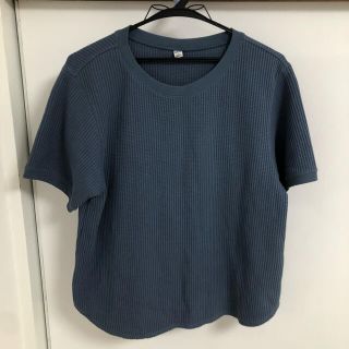 ユニクロ(UNIQLO)の【専用】ユニクロ　ワッフルクルーネックt 半袖　L ブルー(Tシャツ(半袖/袖なし))