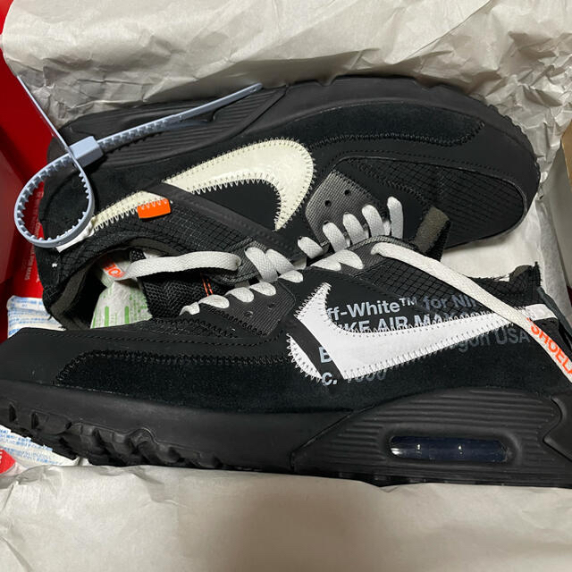 OFF-WHITE × NIKE AIR MAX 90 BLACK/CORN靴/シューズ