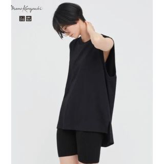 ユニクロ(UNIQLO)のユニクロ mame マメクロゴウチ エアリズムコットンオーバーサイズT 黒(Tシャツ(半袖/袖なし))