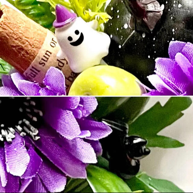 紫×黒♡マーガレット♡ハロウィンのウエルカムボード♡玄関飾り♡フラワーアレンジ