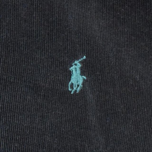STUSSY(ステューシー)の《ラルフローレン》コーデュロイ　ブラック　グリーン系刺繍ロゴ　L　長袖BD メンズのトップス(シャツ)の商品写真