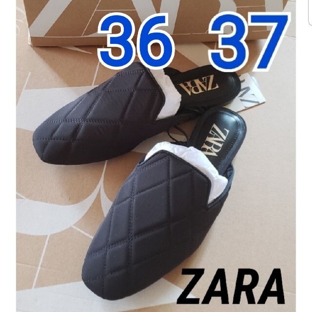 ZARA(ザラ)のZARA　(37)　キルティング　フラットサンダル　ミュール　スリッポン レディースの靴/シューズ(サンダル)の商品写真