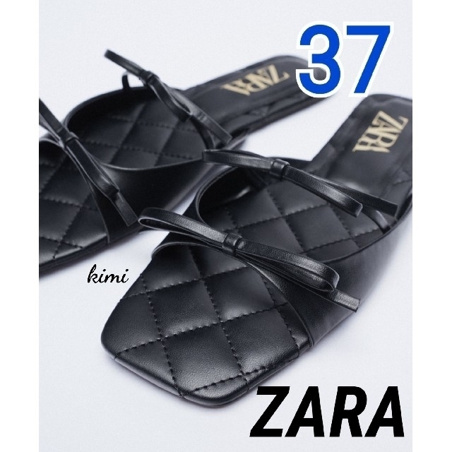 ZARA(ザラ)のZARA　(37)　ダブルリボン　キルティング　フラットサンダル レディースの靴/シューズ(サンダル)の商品写真