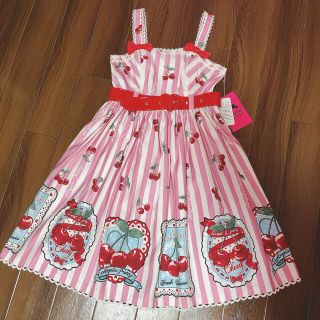 アンジェリックプリティー(Angelic Pretty)の【新品タグ付き】Cherry Stamp ピンクJSK(ひざ丈ワンピース)