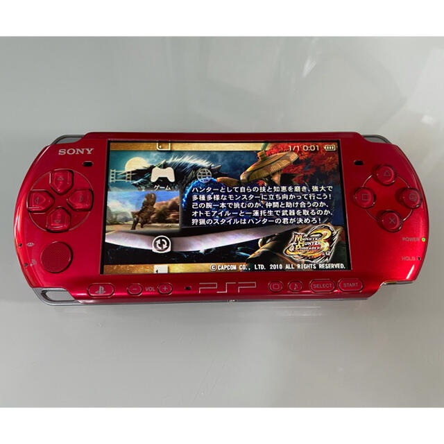 PlayStation Portable(プレイステーションポータブル)の美品　PSP-3000  ラディアントレッド エンタメ/ホビーのゲームソフト/ゲーム機本体(携帯用ゲーム機本体)の商品写真