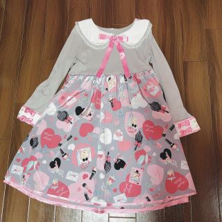 アンジェリックプリティー(Angelic Pretty)のLovely Shopping カットワンピース グレー×ピンク(ひざ丈ワンピース)