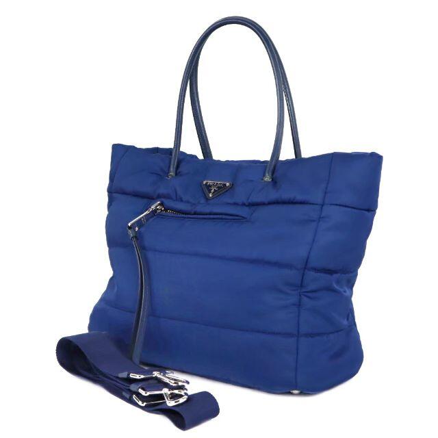 おトク】 PRADA ボンバー ナイロン ブルー 2WAYトートバッグBN2766