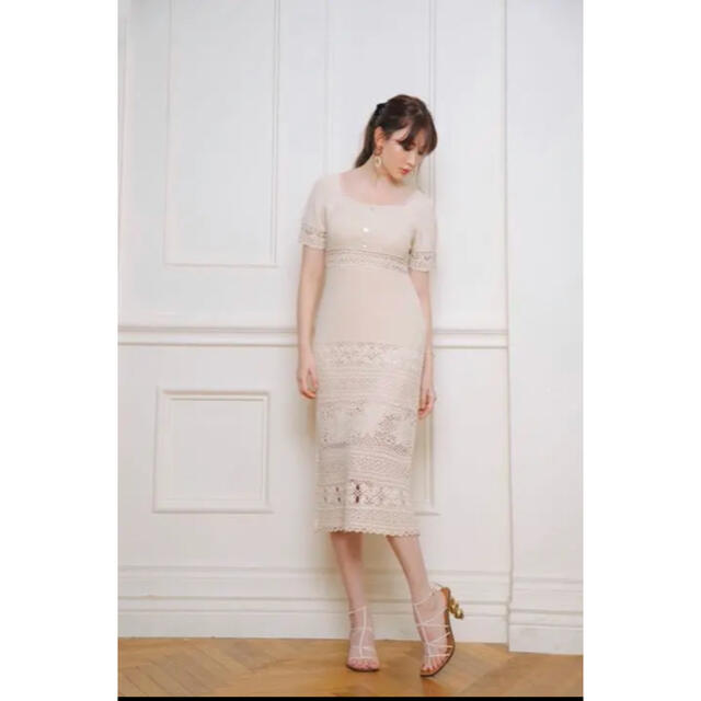 Linen-blend Crochet Summer Dress 美品 春夏秋冬