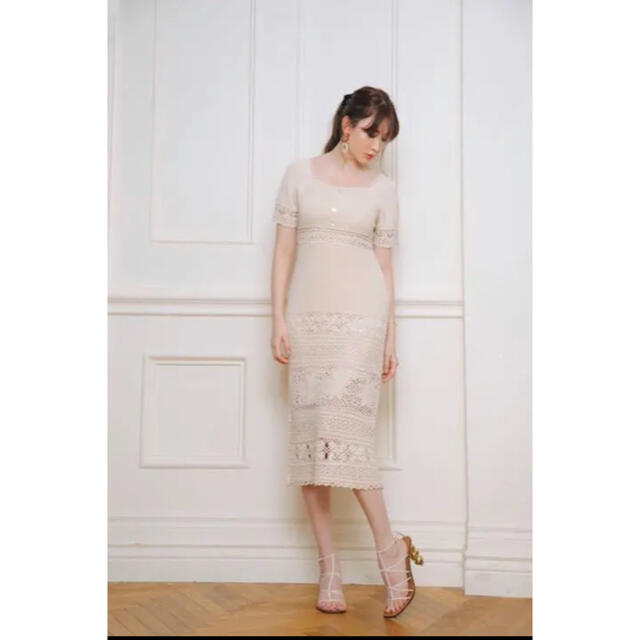 Her lip to(ハーリップトゥ)のLinen-blend Crochet Summer Dress 美品 春夏秋冬 レディースのワンピース(ひざ丈ワンピース)の商品写真