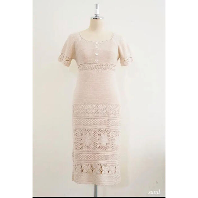 Her lip to(ハーリップトゥ)のLinen-blend Crochet Summer Dress 美品 春夏秋冬 レディースのワンピース(ひざ丈ワンピース)の商品写真