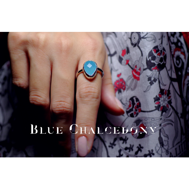 New『Chalcedony』世界でひとつの天然石リングsv925 + ロジウム レディースのアクセサリー(リング(指輪))の商品写真