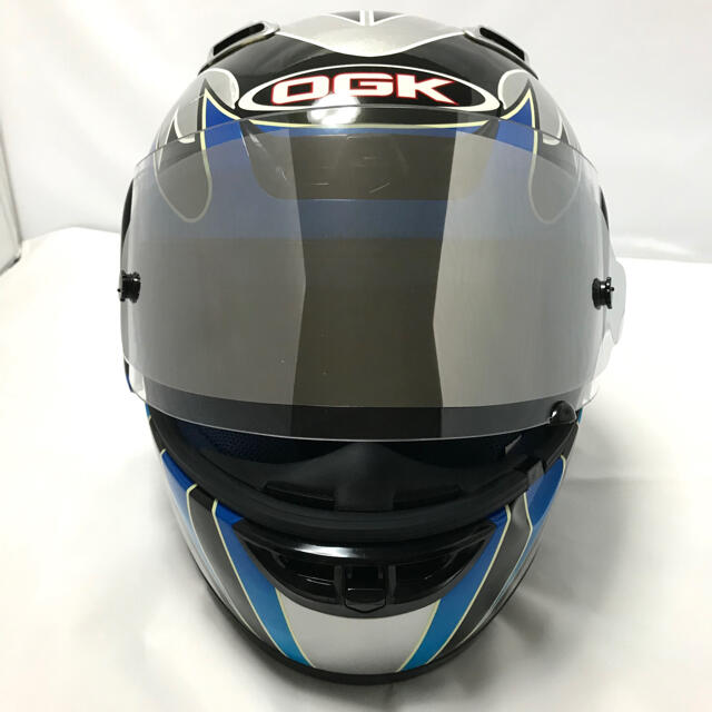 OGK(オージーケー)の未使用美品掘出し物　OGK ヘルメット　ff-3 シルバー／ブルー　Ｍサイズ 自動車/バイクのバイク(ヘルメット/シールド)の商品写真