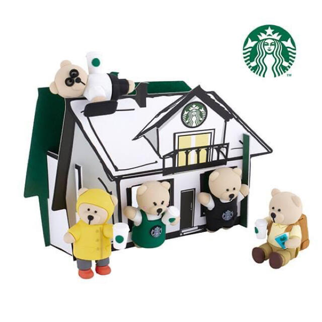 Starbucks Coffee(スターバックスコーヒー)の台湾　スターバックス　ベアリスタ　フチ子風　フィギュア　5点セット インテリア/住まい/日用品のインテリア小物(置物)の商品写真