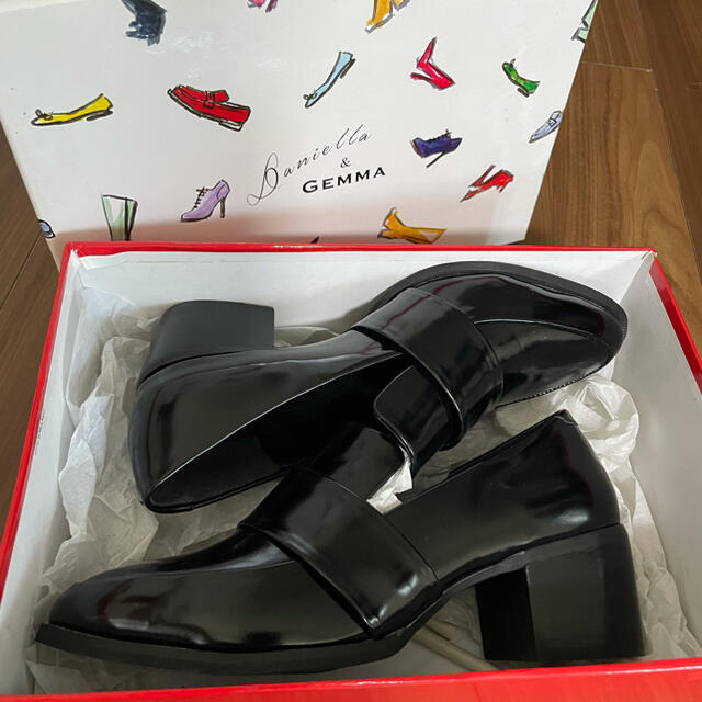 ローファー　ブロックヒール　黒　GEMMA LINN レディースの靴/シューズ(ローファー/革靴)の商品写真